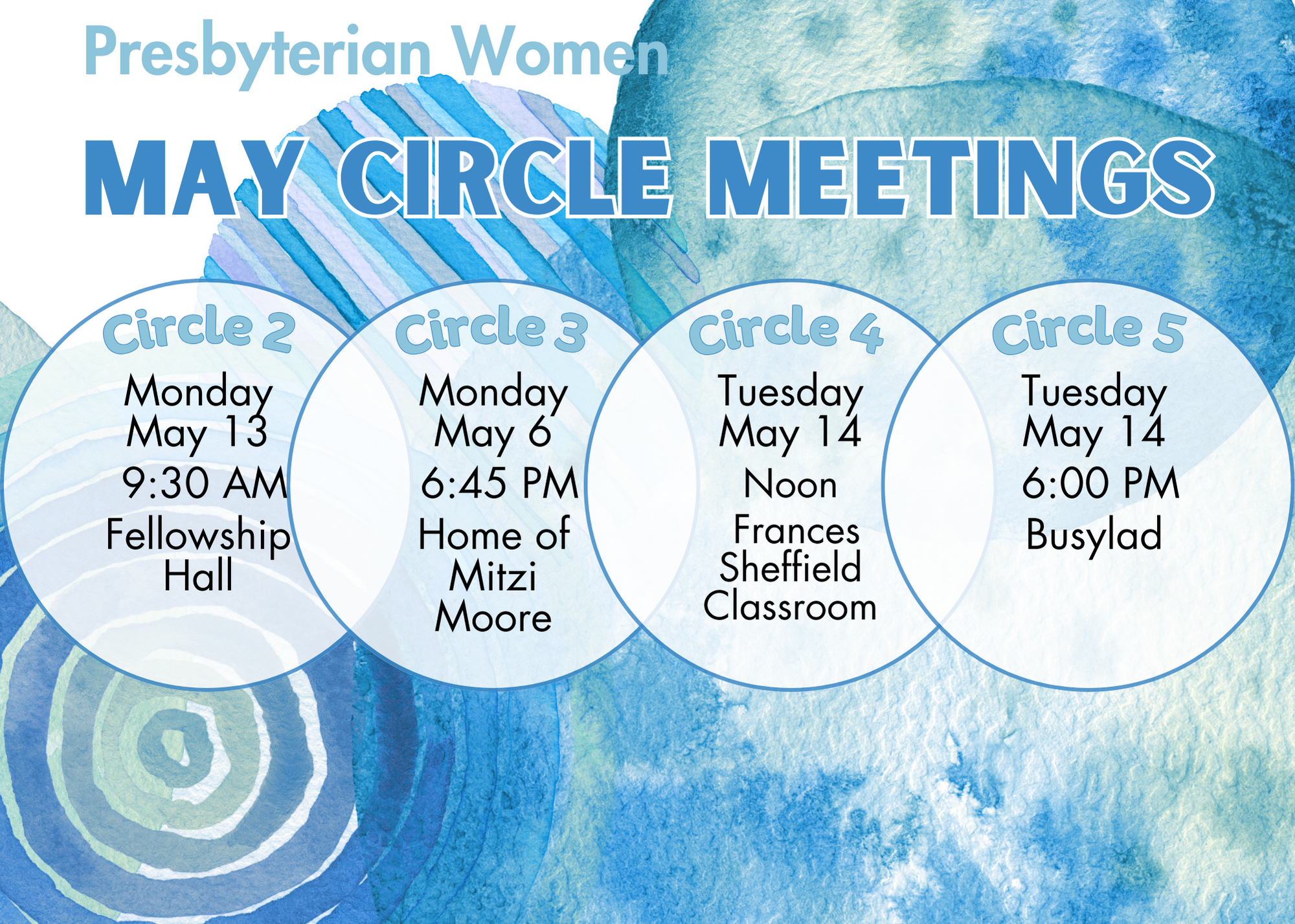 May Circle Meetings