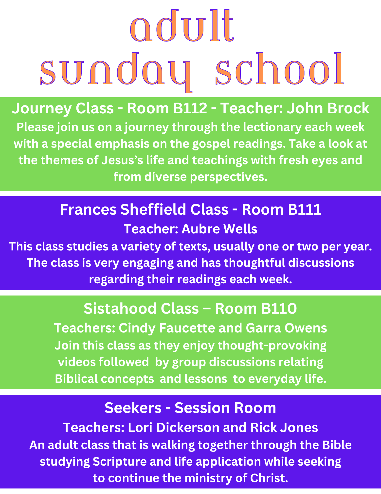 ADULT SUNDAY SCHOOL FALL 2024 REVISED